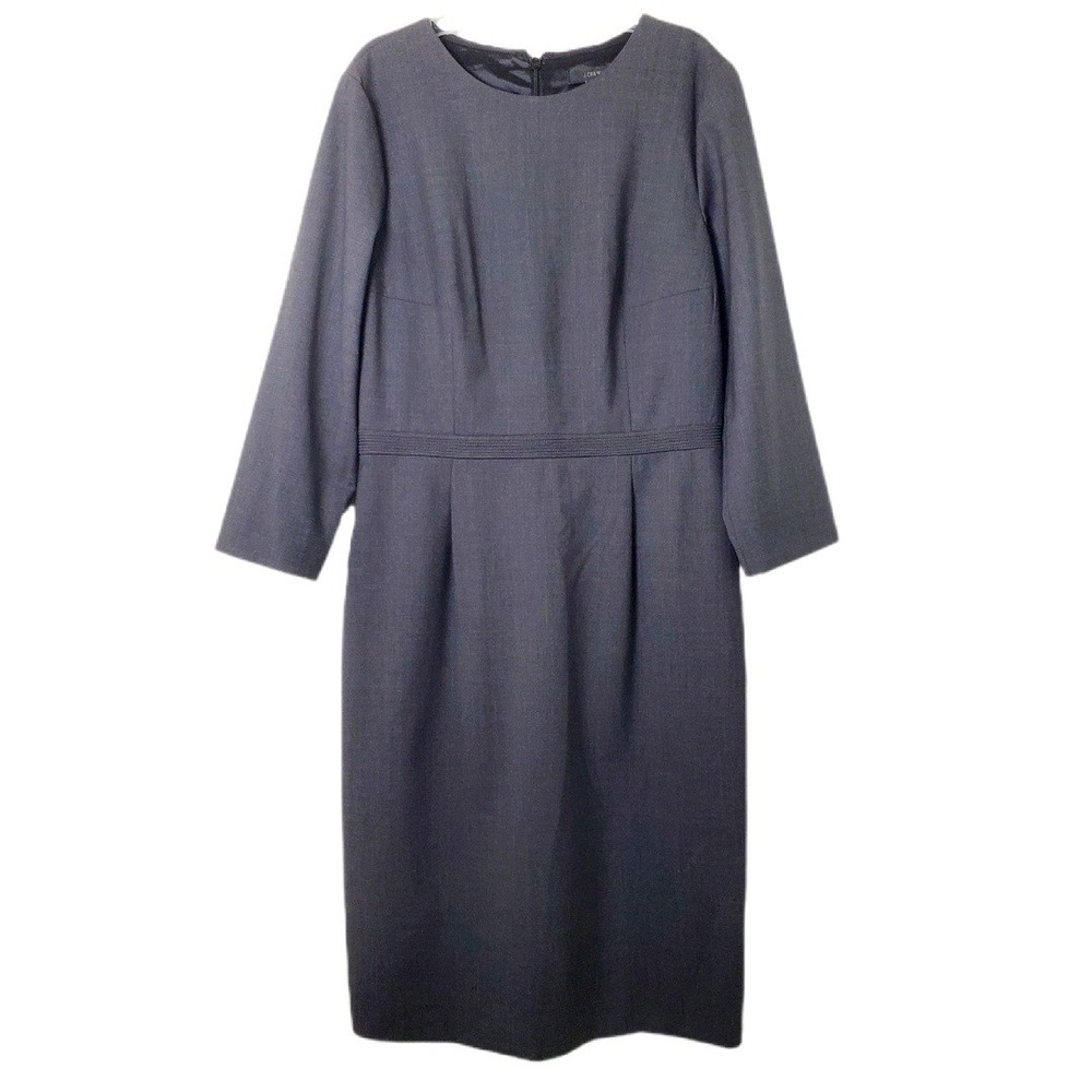 Classic Women's Long Sleeve Sheath Dress - Charcoal Gray